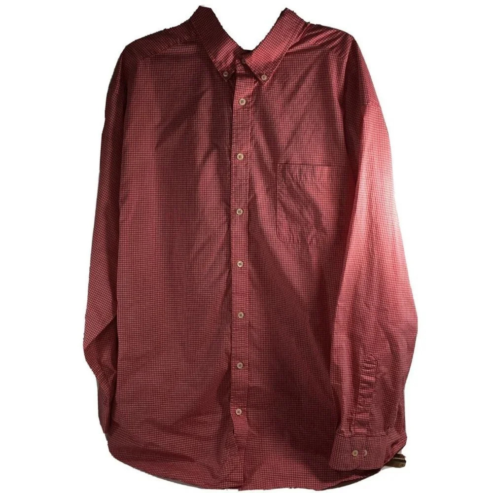 Roundtree & Yorke Long Sleeve Red Plaid/Checked Button Down Shirt Size 2XB